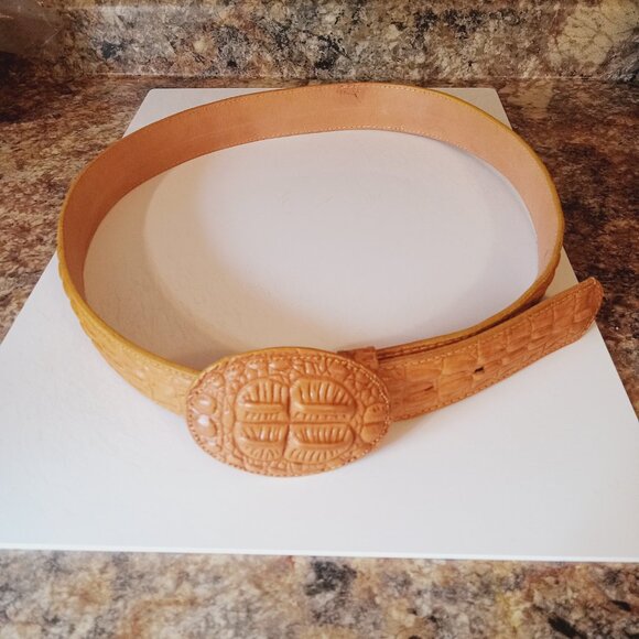 Handmade Crocodile Hornback Leather Skin Men's Belt / Buckle Mexico Sz 44 VTG. - Picture 12 of 12